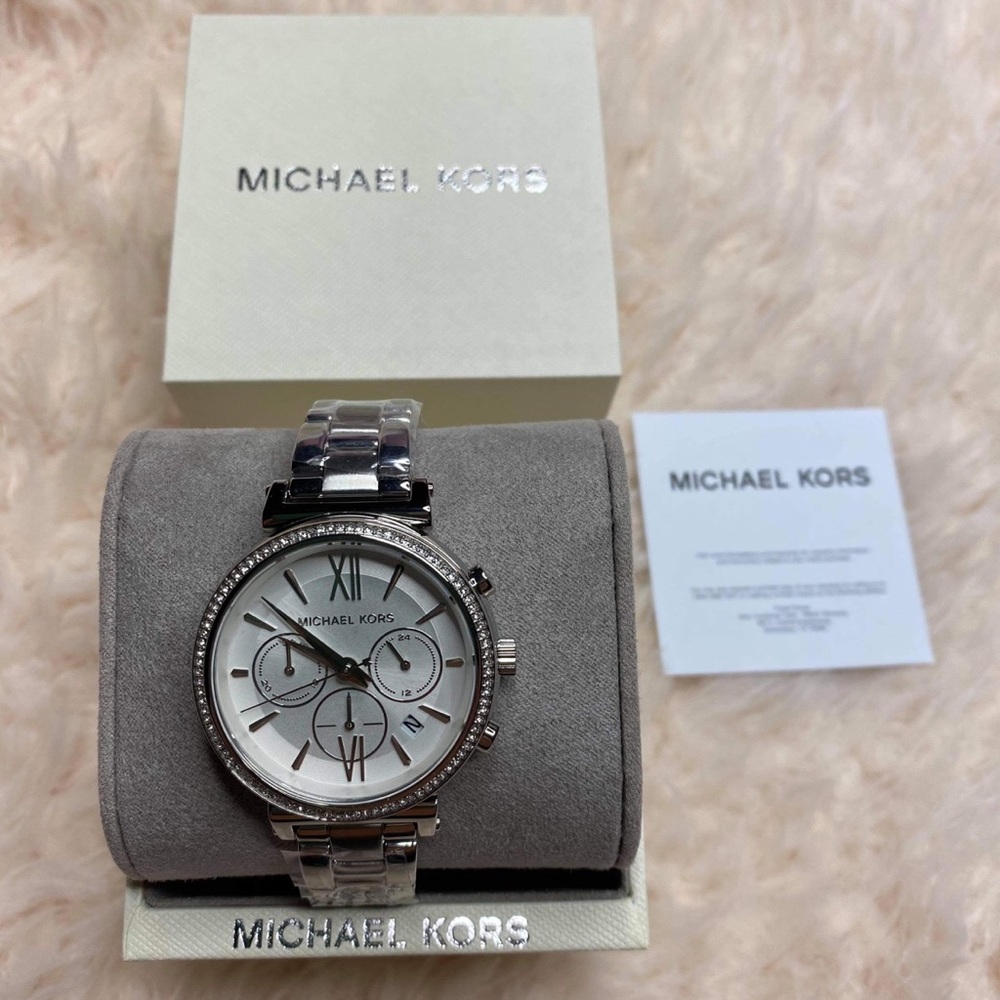 New Michael Kors Sofie Chronograph Silver dial watch MK6575